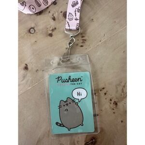 Pusheen the Cat Pink Lanyard ID Badge Holder CultureFly Sweets Treats Print